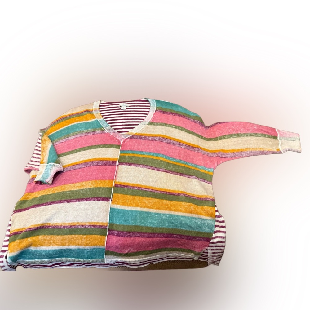 Sundance Multicolor Striped V-Neck Sweater